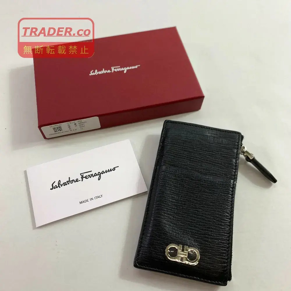 Salvatore Ferragamo Fragment Case Card Coin Double Gancini Black